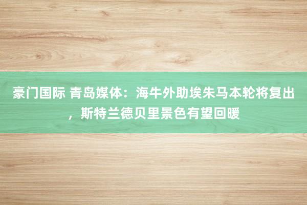 豪门国际 青岛媒体：海牛外助埃朱马本轮将复出，斯特兰德贝里景色有望回暖
