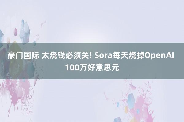 豪门国际 太烧钱必须关! Sora每天烧掉OpenAI 100万好意思元