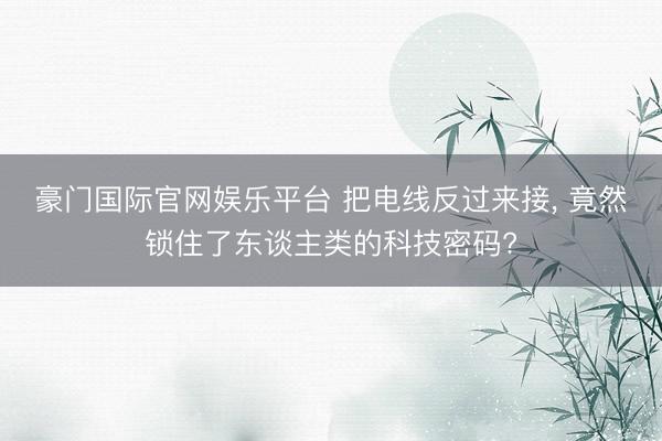 豪门国际官网娱乐平台 把电线反过来接， 竟然锁住了东谈主类的科技密码?
