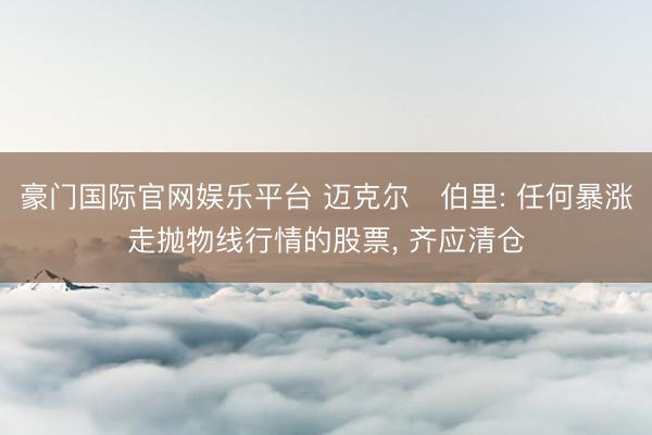 豪门国际官网娱乐平台 迈克尔・伯里: 任何暴涨走抛物线行情的股票， 齐应清仓