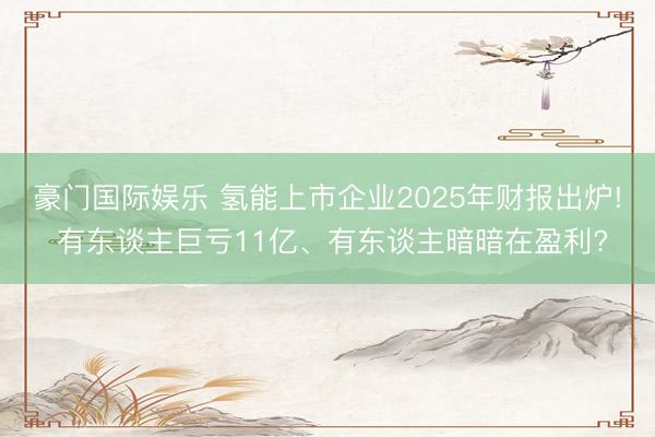 豪门国际娱乐 氢能上市企业2025年财报出炉! 有东谈主巨亏11亿、有东谈主暗暗在盈利?