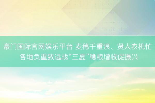 豪门国际官网娱乐平台 麦穗千重浪、贤人农机忙 各地负重致远战“三夏”稳粮增收促振兴