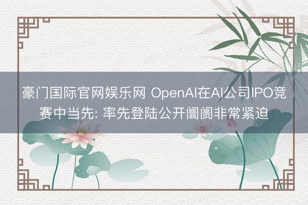 豪门国际官网娱乐网 OpenAI在AI公司IPO竞赛中当先: 率先登陆公开阛阓非常紧迫
