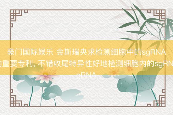 豪门国际娱乐 金斯瑞央求检测细胞中的sgRNA的重要专利, 不错收尾特异性好地检测细胞内的sgRNA