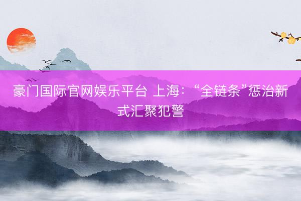 豪门国际官网娱乐平台 上海:“全链条”惩治新式汇聚犯警